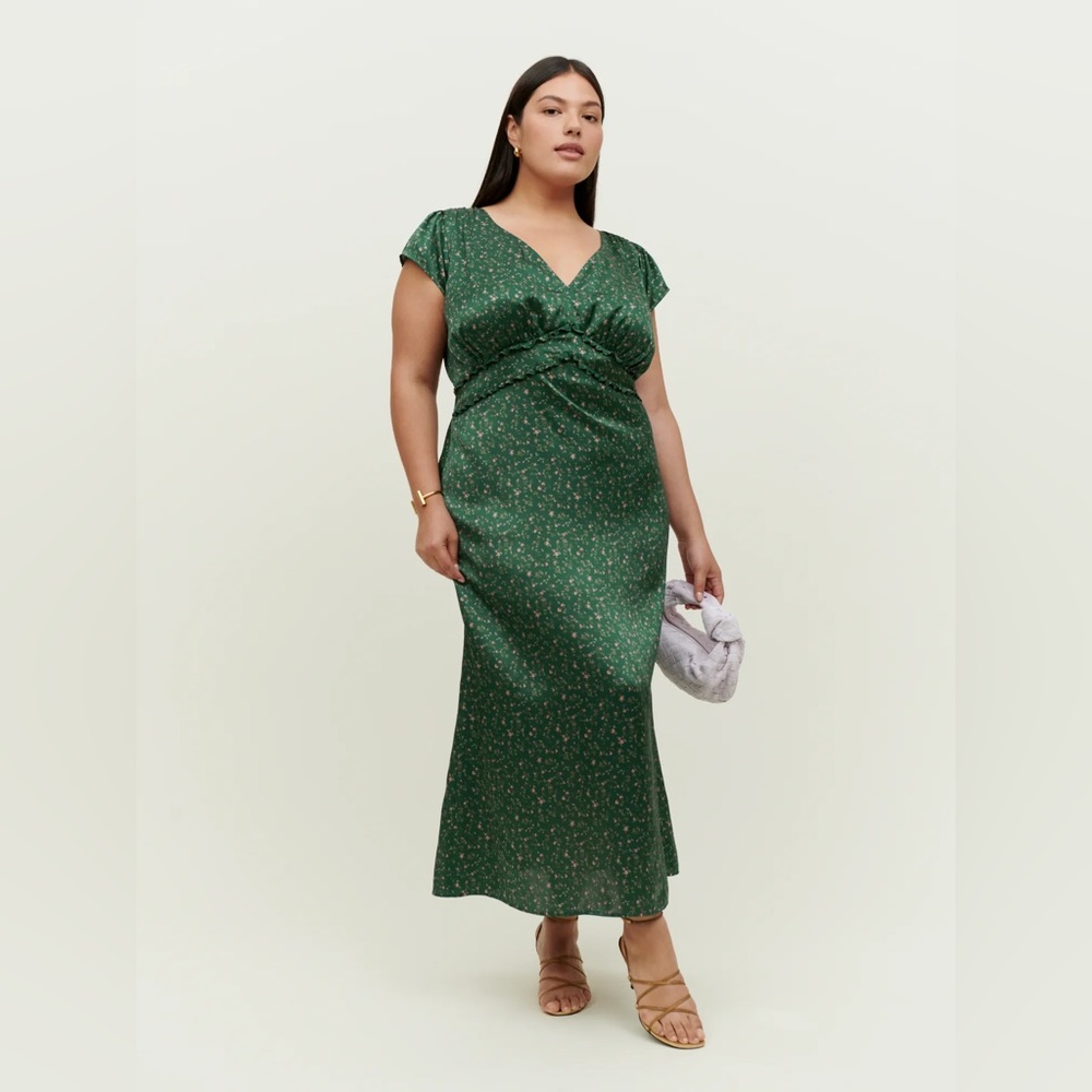 Reformation Kaye Silk Dress Coriander